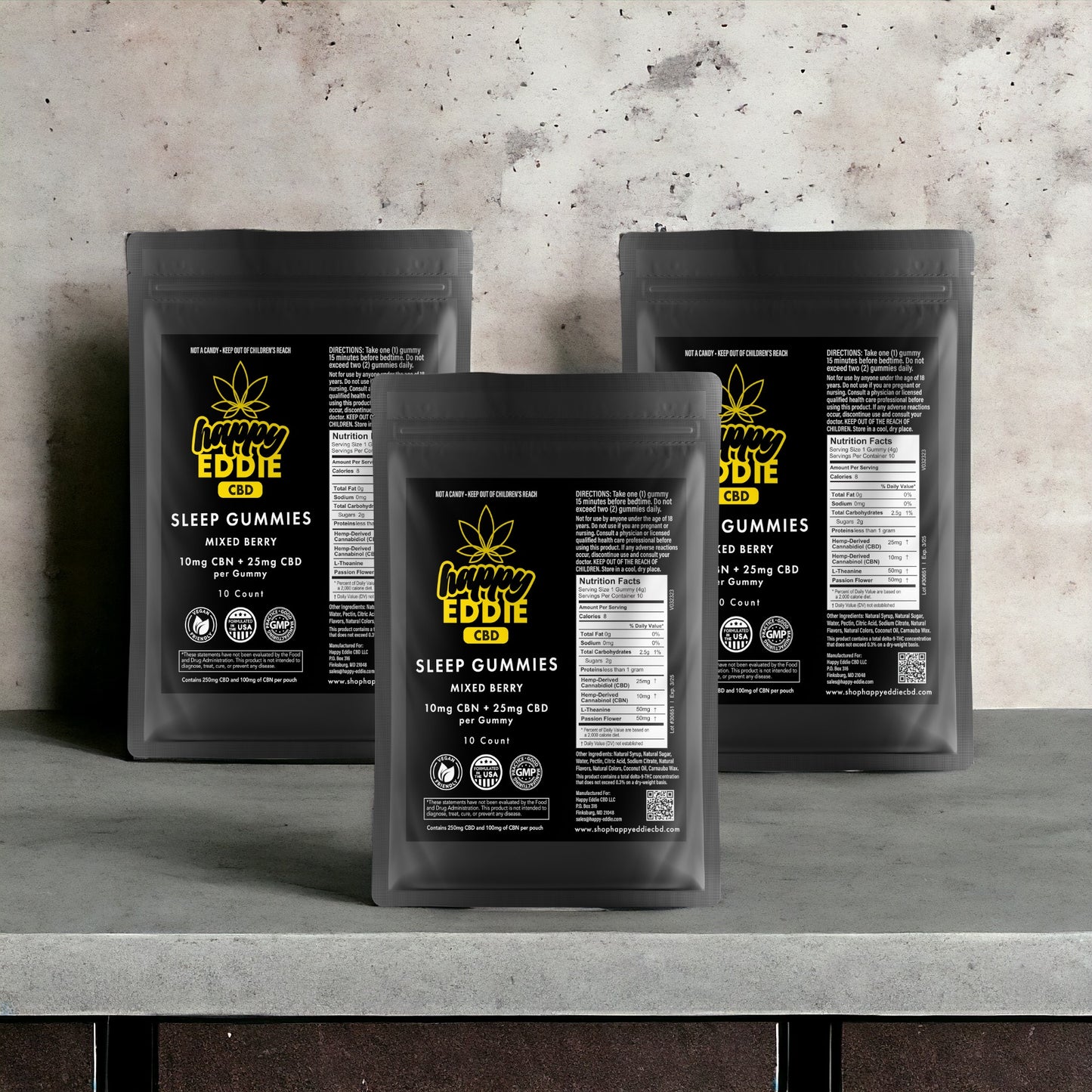 Happy Eddie Sleep Gummies 25mg CBD + 10mg CBN (10 count)